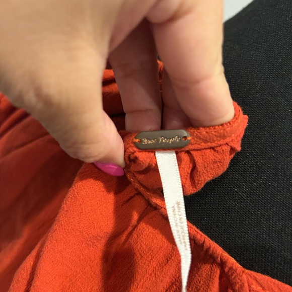 Free People Burnt Orange Crochet 100% Cotton Blouse Size Small - Picture 5 of 6